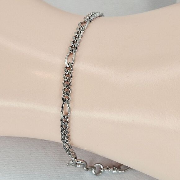 Silver Chain Link, Diamond Cut Bracelet, 925 - Picture 1 of 11
